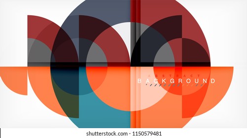 Minimal circle abstract background design, multicolored template for business or technology presentation or web brochure cover layout, wallpaper. Vector illustration