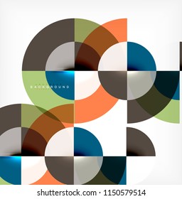 Minimal circle abstract background design, multicolored template for business or technology presentation or web brochure cover layout, wallpaper. Vector illustration