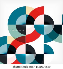 Minimal circle abstract background design, multicolored template for business or technology presentation or web brochure cover layout, wallpaper. Vector illustration