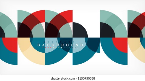 Minimal circle abstract background design, multicolored template for business or technology presentation or web brochure cover layout, wallpaper. Vector illustration