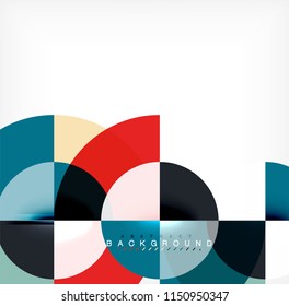 Diseño de fondo abstracto de círculo mínimo, plantilla multicolor para presentación de negocios o tecnología o diseño de portada de folletos web, fondo de pantalla. Ilustración del vector