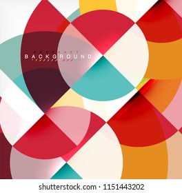 Minimal circle abstract background design, multicolored template for business or technology presentation or web brochure cover layout, wallpaper. Vector illustration