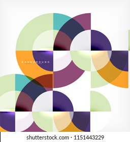Minimal circle abstract background design, multicolored template for business or technology presentation or web brochure cover layout, wallpaper. Vector illustration