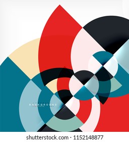 Minimal circle abstract background design, multicolored template for business or technology presentation or web brochure cover layout, wallpaper. Vector illustration