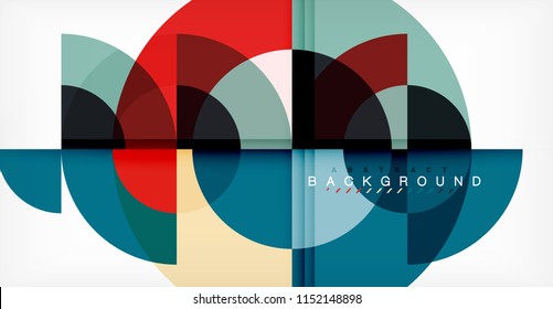 Minimal circle abstract background design, multicolored template for business or technology presentation or web brochure cover layout, wallpaper. Vector illustration