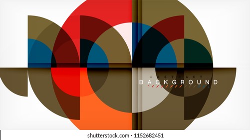 Diseño de fondo abstracto de círculo mínimo, plantilla multicolor para presentación de negocios o tecnología o diseño de portada de folletos web, fondo de pantalla. Ilustración del vector