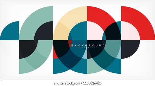 Minimal circle abstract background design, multicolored template for business or technology presentation or web brochure cover layout, wallpaper. Vector illustration