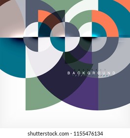 Minimal circle abstract background design, multicolored template for business or technology presentation or web brochure cover layout, wallpaper. Vector illustration
