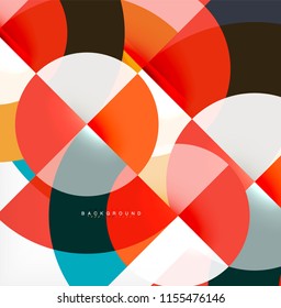 Minimal circle abstract background design, multicolored template for business or technology presentation or web brochure cover layout, wallpaper. Vector illustration
