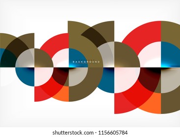 Minimal circle abstract background design, multicolored template for business or technology presentation or web brochure cover layout, wallpaper. Vector illustration