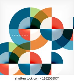 Minimal circle abstract background design, multicolored template for business or technology presentation or web brochure cover layout, wallpaper. Vector illustration
