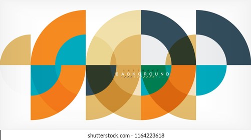Minimal circle abstract background design, multicolored template for business or technology presentation or web brochure cover layout, wallpaper. Vector illustration