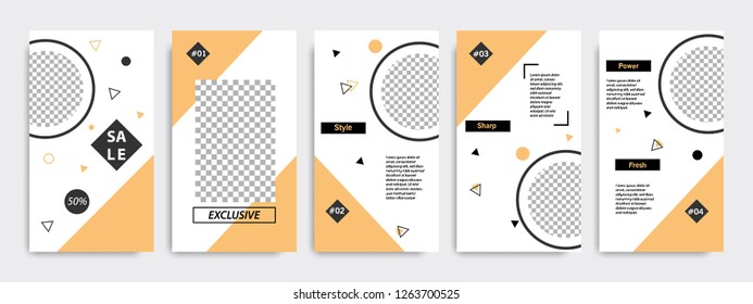 Minimal circle and diagonal triangle with Memphis style background. Corporate advertising template for  social media stories, story, business banner, flyer, brochure.