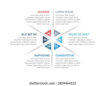 Minimal circle diagram template with six steps or options, infographic template for web, business, presentations, vector eps10 illustration