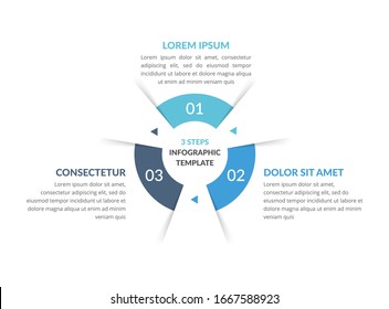 Minimal circle diagram with three steps or options, infographic template for web, business, presentations, vector eps10 illustration