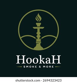 A minimal circle hookah elegant logo design vector