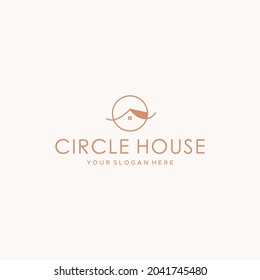 minimal CIRCLE HOUSE home roof Logo design