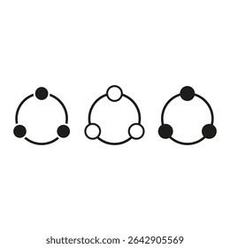 Minimal circle icon. Dotted round symbol. Abstract vector shape. White background trio.
