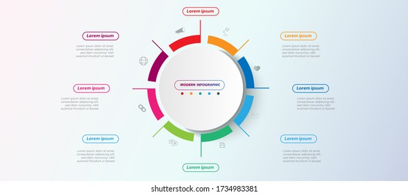 minimal  circle info-graphics  Business design  template Timeline business planing process with options, steps business template for presentation.
