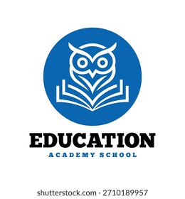 A minimal circle owl education logo vector sign.