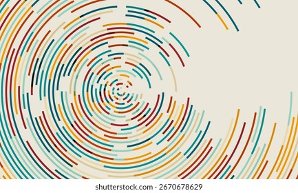 Minimal circular lines in abstract spiral pattern, perfect for tech visuals, data flow concepts, and clean modern background themes.