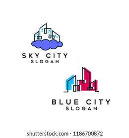 minimal city logo icon designs vector