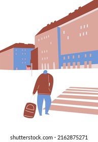 Minimal cityscape. Aesthetic illustration with cityscape. Abstract architecture backgrounds with buildings. Urban town street. Modern building vector illustration, cover, template, poster, etc.