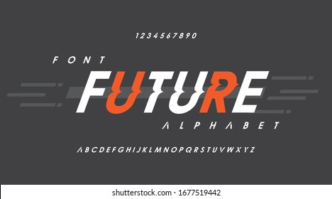 Minimal classic sport modern techno typeface typo typography alphabet fonts and number, uppercase lowercase and number. Vector illustration.