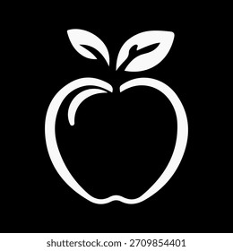 Icono de Vector de silueta de manzana minimalista y limpia con una forma sólida audaz con hojas. Perfecto para logotipos, marcas relacionadas con alimentos, gráficos de estilo de vida saludable, empaques de productos, pegatinas, etiquetas, Web 
