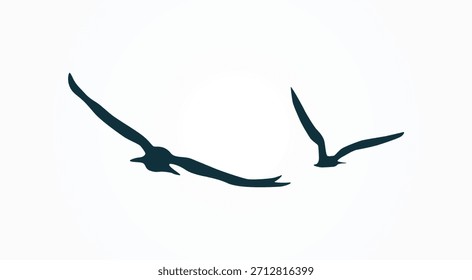 Pájaros limpios mínimos, ilustración de la silueta del Vector volador de las águilas, gráficos