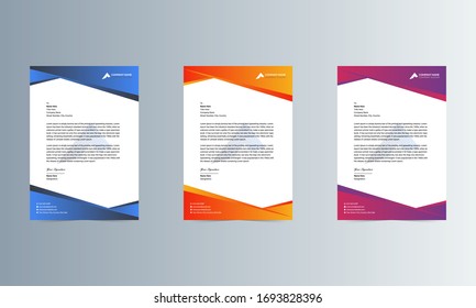 Minimal and Clean Corporate Colorful and Modern Business letter head templates Design and Pro Vector Illustration
