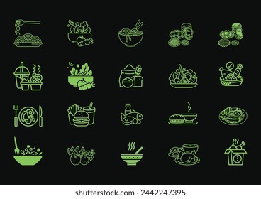 Minimal Clean Food and Cooking. Minimalism vector symbols, line icons set for mobile and desktop screens design.