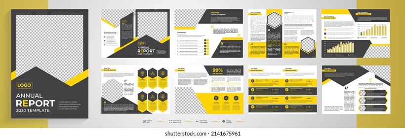 Minimal and Clean Geometric Design 16 Page Yellow Color Template For Brochure