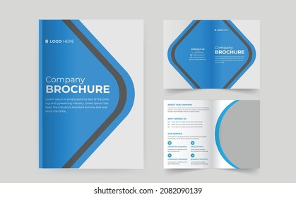 Minimal clean geometric design of 4-page Gradient color template for brochure, flyer, magazine, catalog or company report. A4 size,4 pages business company profile brochure design, Corporate