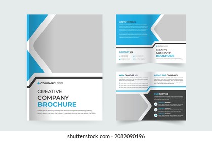 Minimal clean geometric design of 4-page Gradient color template for brochure, flyer, magazine, catalog or company report. A4 size,4 pages business company profile brochure design, Corporate