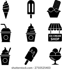 Minimal, clean ice cream vector icons perfect for menus, branding, and summer themed designs.