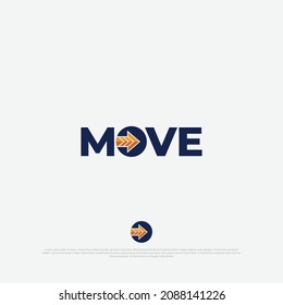 minimal and clean move logo with forwarding arrow symbol in vector 