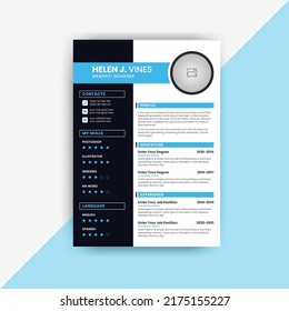 Minimal Clean Resume Or Cv Design Vector Template 