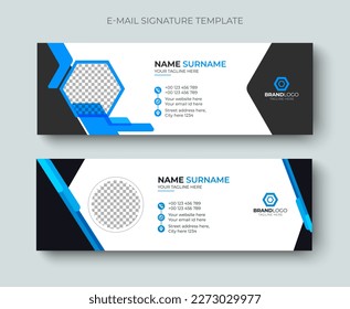 Minimal Clean and simple business email signature or email footer layout template. Modern and Professional business email signature design blue color.
