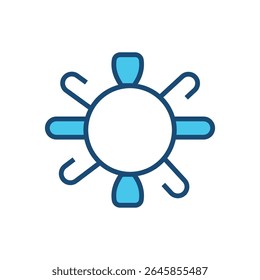 Ícone de vetor mínimo e limpo que representa uma estrutura ou célula de vírus, ilustrado no estilo de estrutura de tópicos e plana. Ideal para uso em projetos médicos, materiais de saúde, projetos de biologia, conscientização sobre pandemia