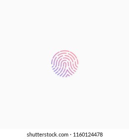 Minimal clean vector touch id fingerprint flat material design element. Biometric identification touch id concept for web and smartphone mobile apps.