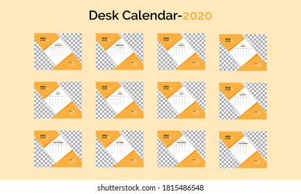 Minimal and clean yellow color desk calendar design 2021 included 12 months and pro vector illustration