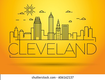 Minimal Cleveland Linear City Skyline with Typographic Design