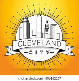 Minimal Cleveland Linear City Skyline with Typographic Design