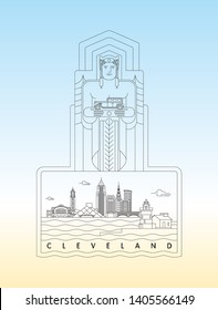 Minimal Cleveland, Ohio skyline vector illustration and typography design 