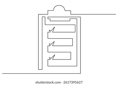 Minimal clipboard illustration using single-line art, clean white backdrop