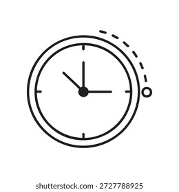 Ícone de produtividade mínima do relógio em estilo de vetor de estrutura de tópicos limpa. Ideal para design de interface do usuário, software empresarial, gerenciamento de tempo e ferramentas de produtividade, escalável e fácil de personalizar.