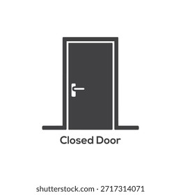 Icono mínimo de la puerta cerrada, símbolo simple de la entrada del hogar para la privacidad, el acceso de la seguridad, el sitio interior y los proyectos del diseño de la arquitectura Vector