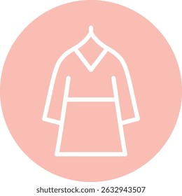 Minimal women’s clothing line icon with pink circular background