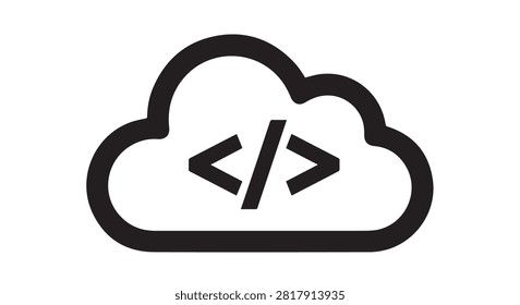 Minimal cloud icon featuring code elements to symbolize cloud computing and programming concept
